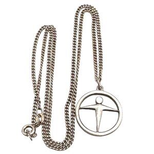 Pre Loved Tiffany & Co Manpower Pendant Sterling Silver 18 Inch Necklace